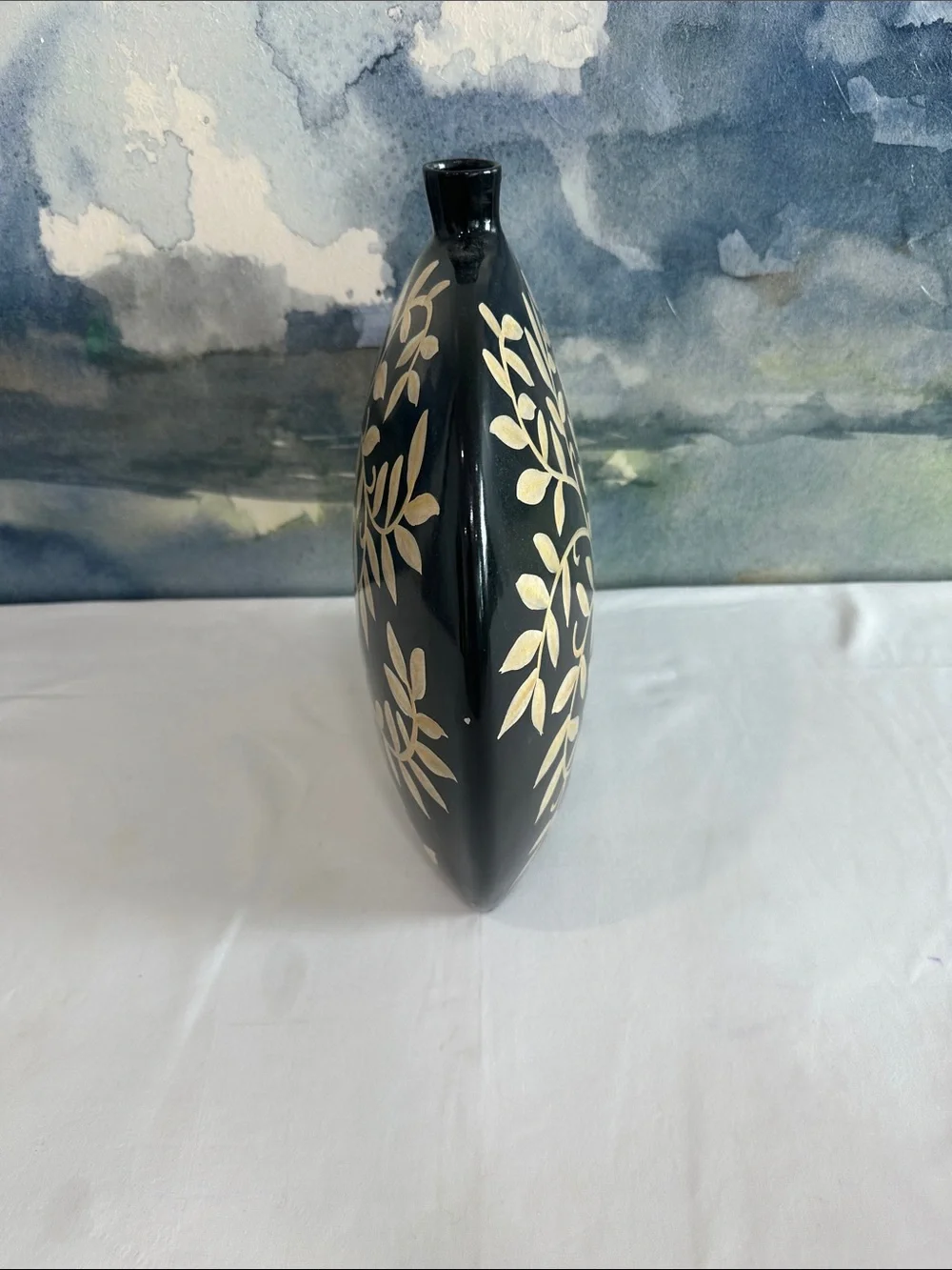 Black and Gold Leaf Ceramic Vase - Home Accents
